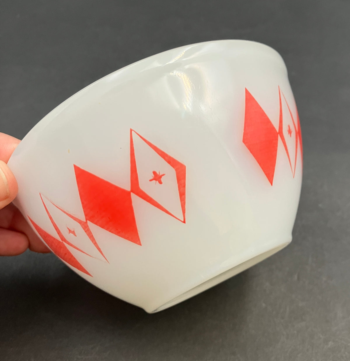 Vintage Pyrex Dotted Diamonds Red 5” Nesting Bowl Only Agree Pyrex