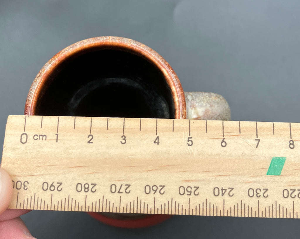 Mid Century Barlow German Vase With Handle Orange & Brown Glazed Pottery