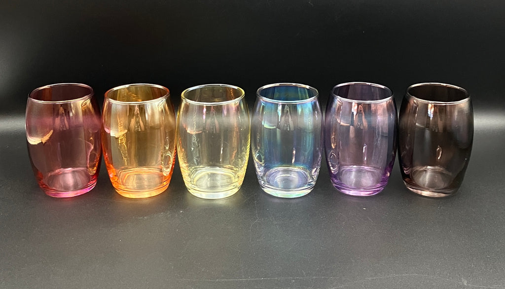 Vintage Harlequin Tumbler Glasses Rainbow Lustre Drinking Glasses Set Of 6