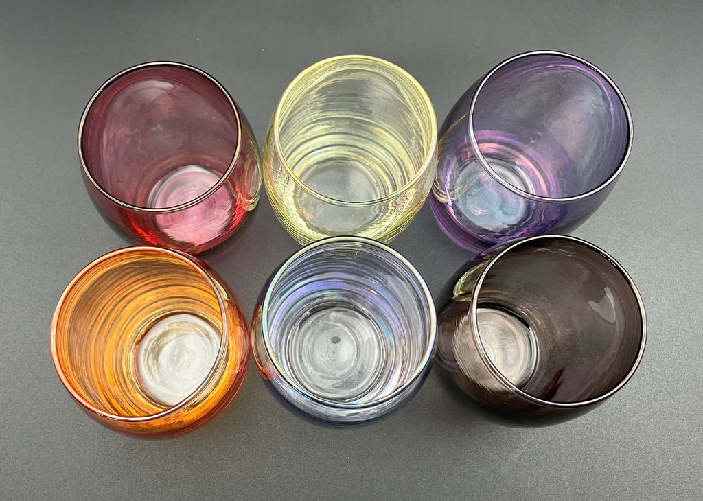 Vintage Harlequin Tumbler Glasses Rainbow Lustre Drinking Glasses Set Of 6