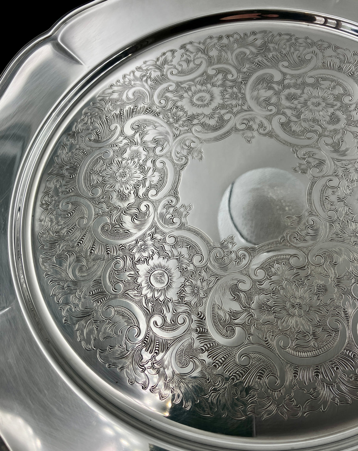 Vintage Strachan Silver Plated Serving Tray - 30cm Diameter With Non Slip Base