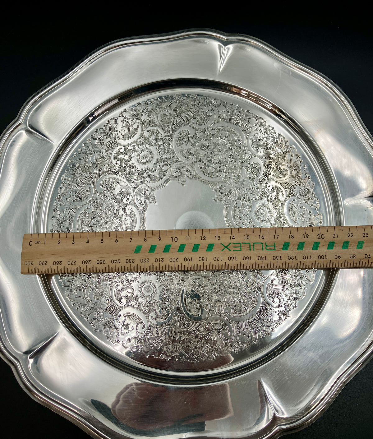 Vintage Strachan Silver Plated Serving Tray - 30cm Diameter With Non Slip Base