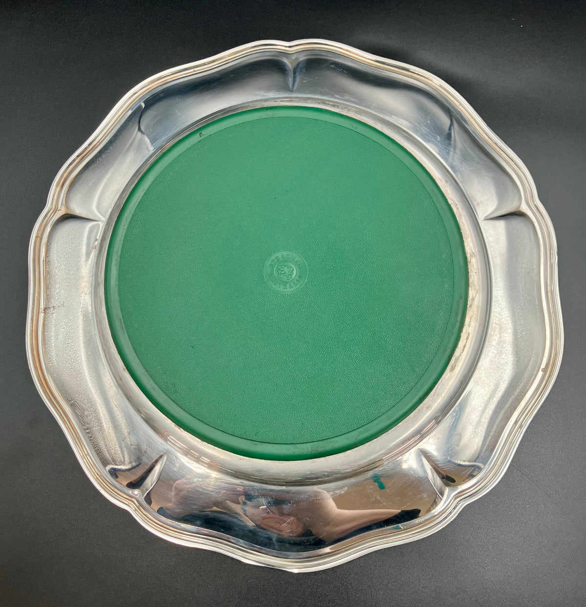 Vintage Strachan Silver Plated Serving Tray - 30cm Diameter With Non Slip Base