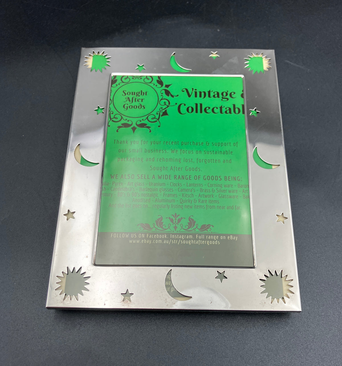 Vintage Sun and Moon Frame Celestial 90’s Silver Plated Frame