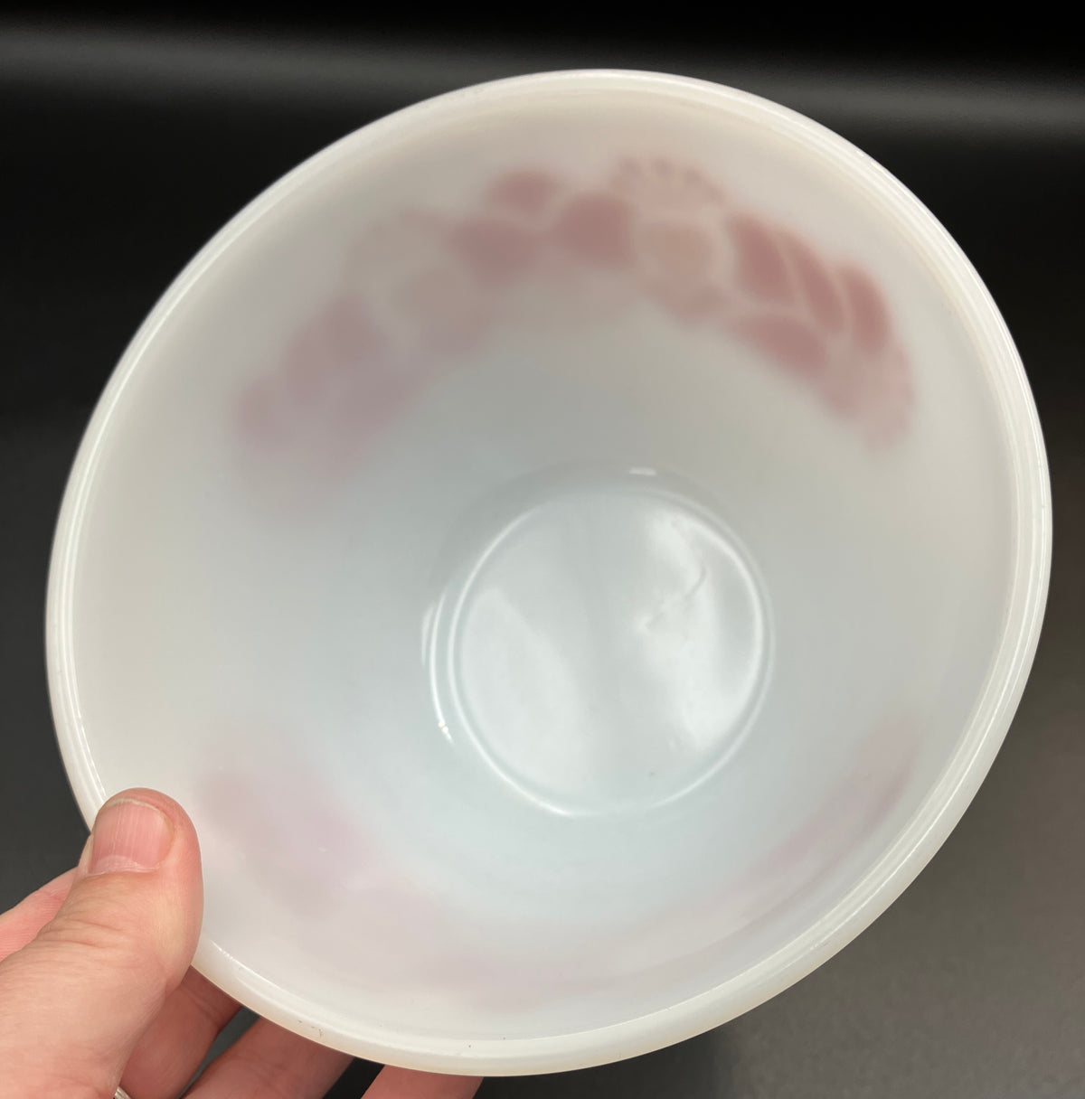 Vintage Pyrex Bowl Folk Art Hearts 6” diameter Nesting Bowl Red