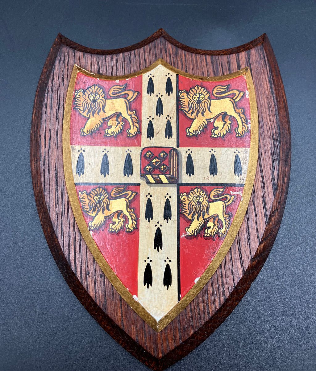 Antique University of Cambridge Heraldic Plaque Oak Shield 19cm X 15cm