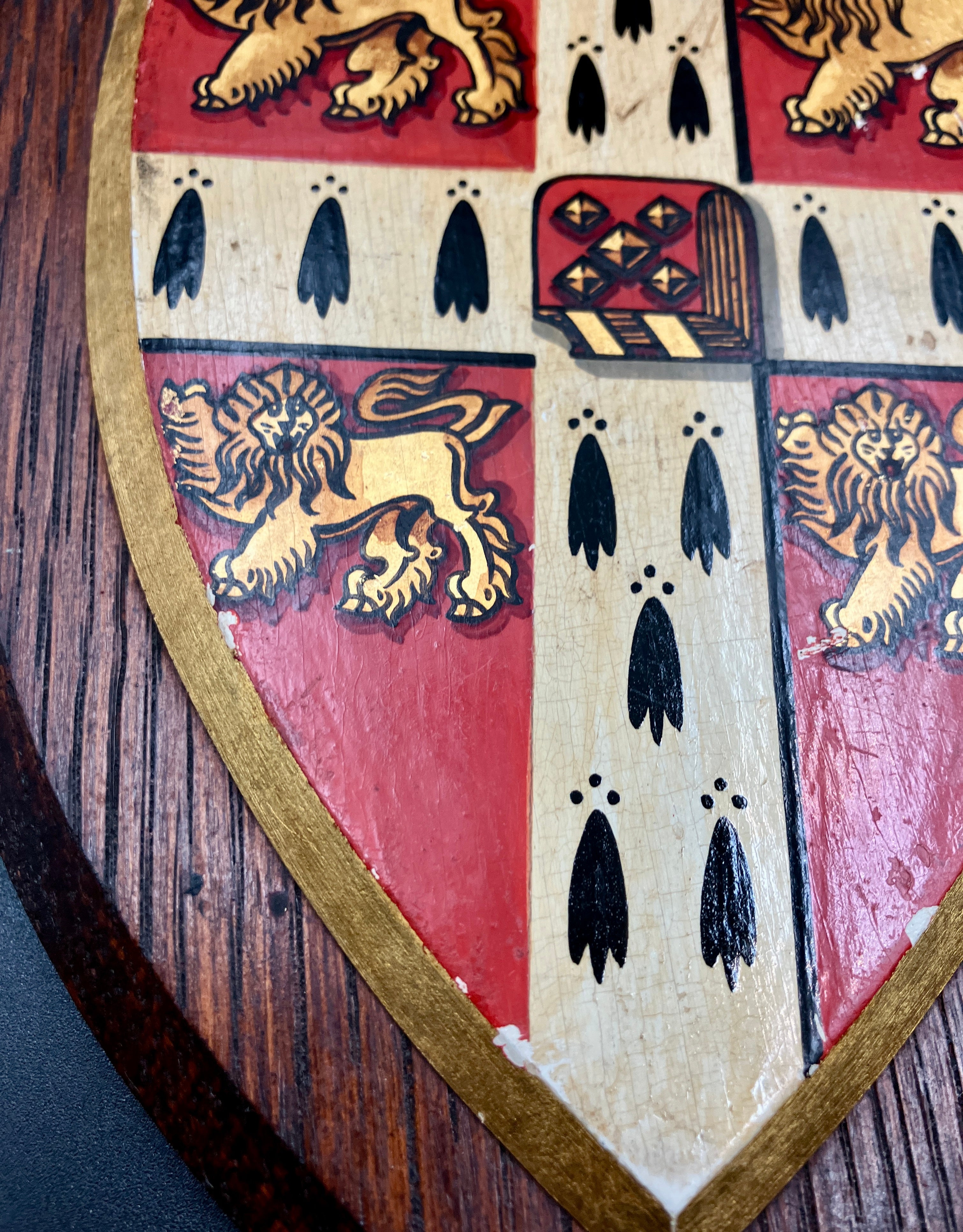Antique University of Cambridge Heraldic Plaque Oak Shield 19cm X 15cm
