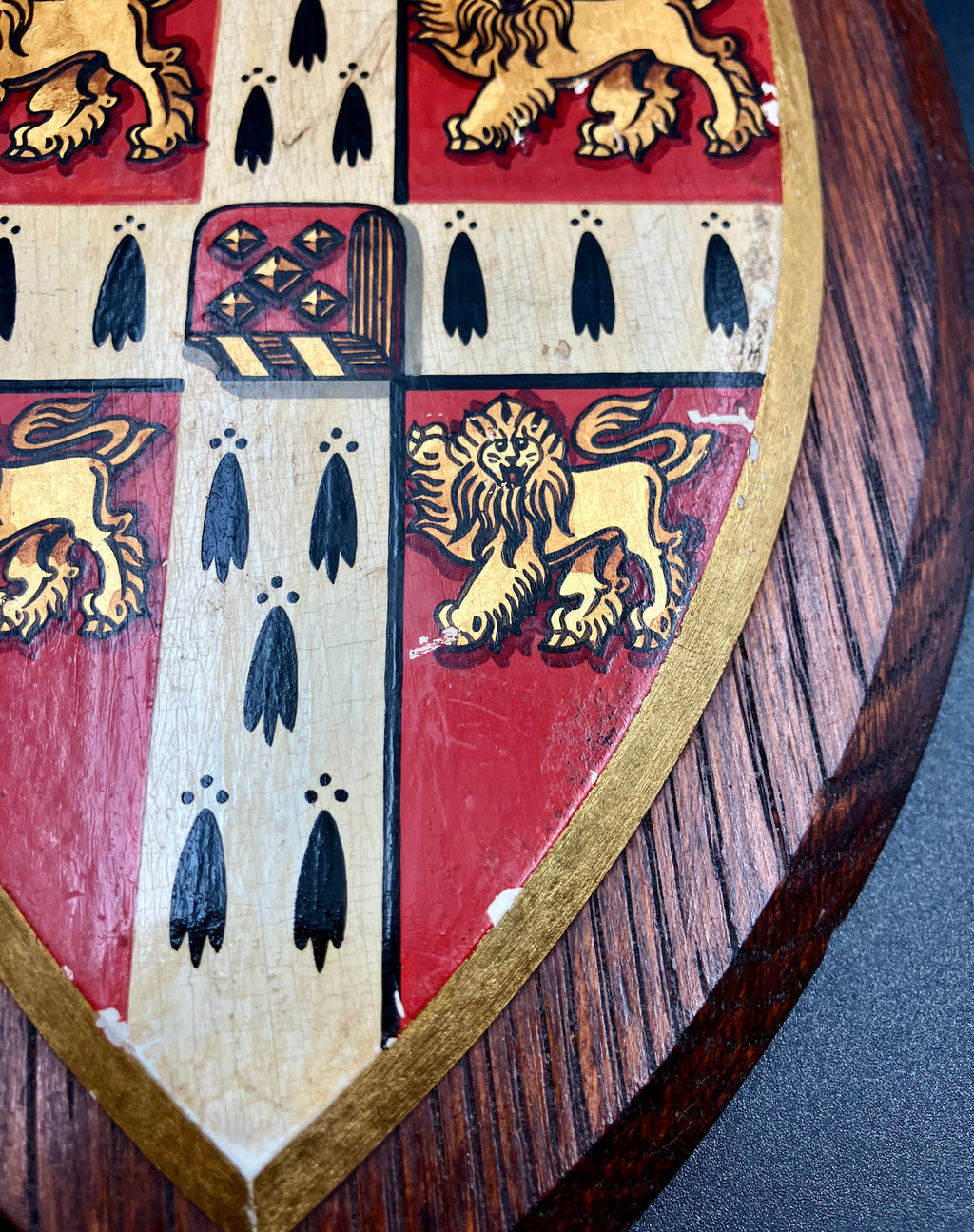 Antique University of Cambridge Heraldic Plaque Oak Shield 19cm X 15cm