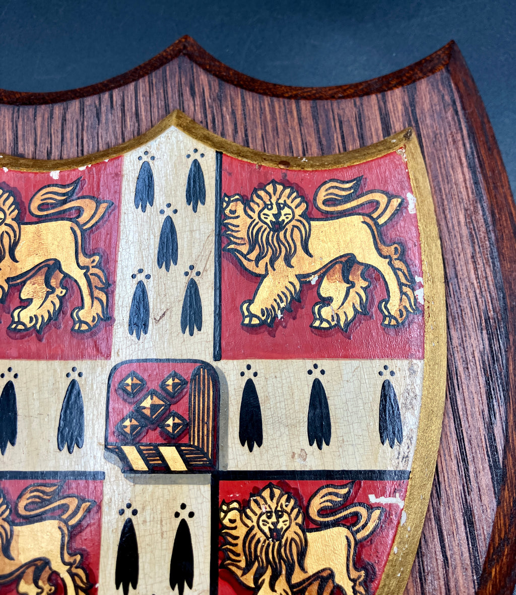 Antique University of Cambridge Heraldic Plaque Oak Shield 19cm X 15cm