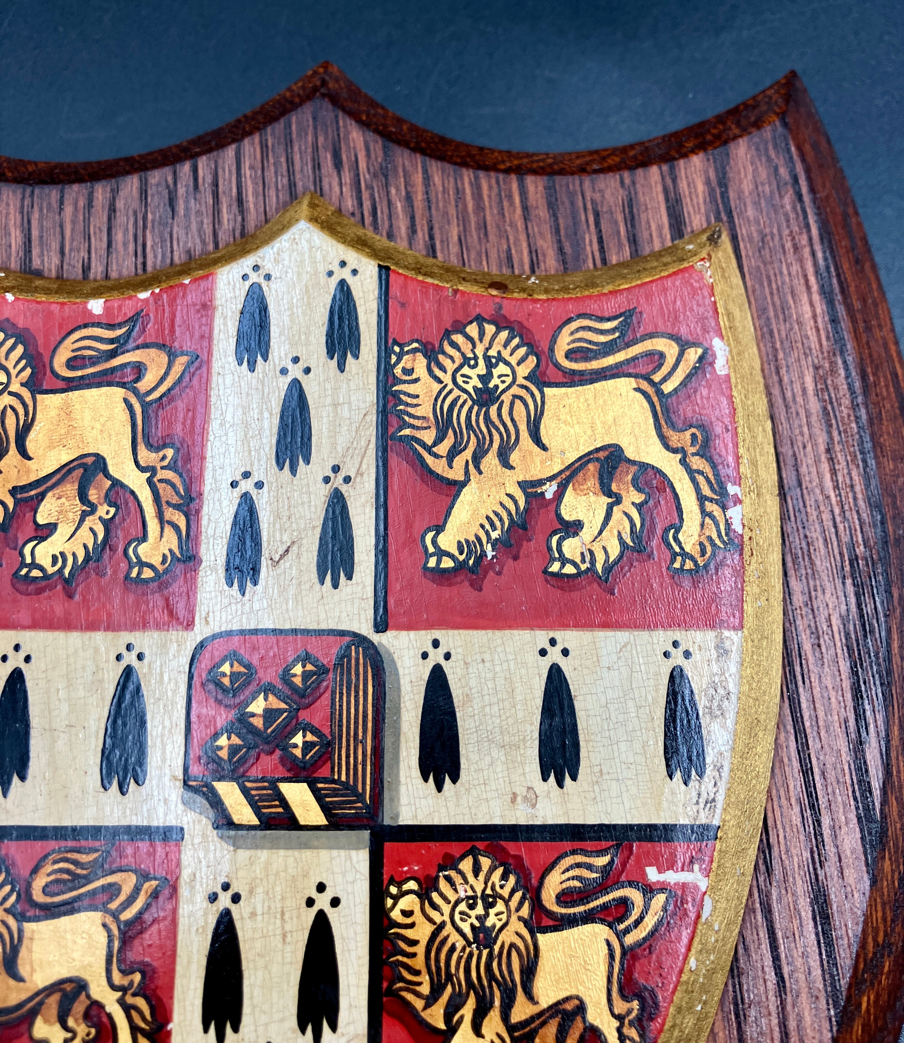 Antique University of Cambridge Heraldic Plaque Oak Shield 19cm X 15cm