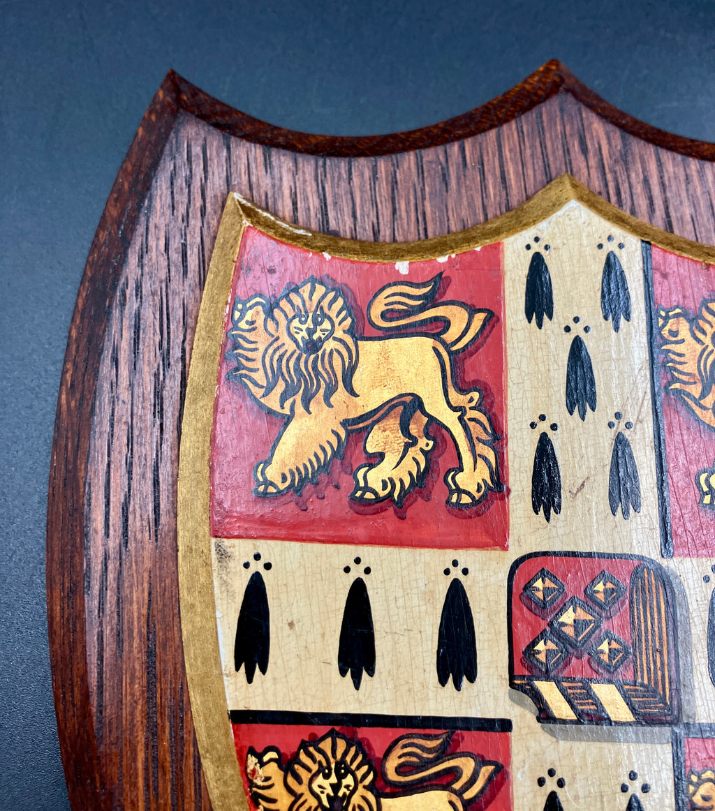 Antique University of Cambridge Heraldic Plaque Oak Shield 19cm X 15cm
