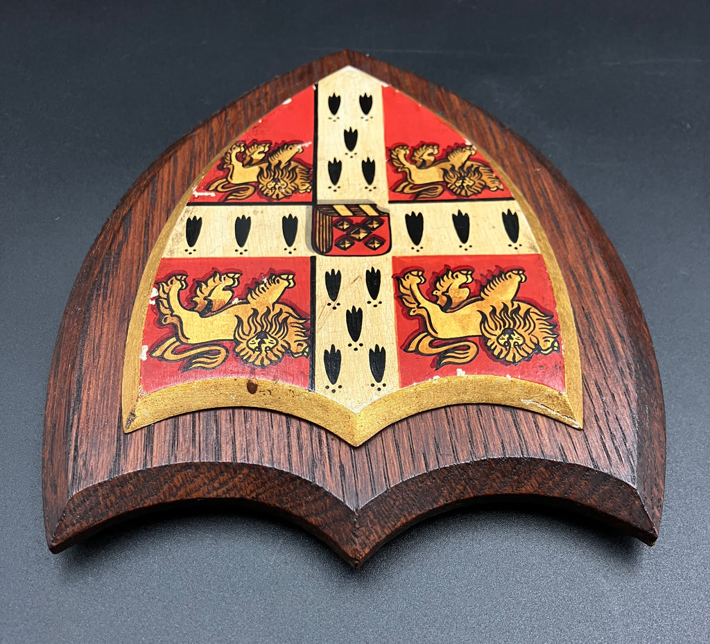 Antique University of Cambridge Heraldic Plaque Oak Shield 19cm X 15cm