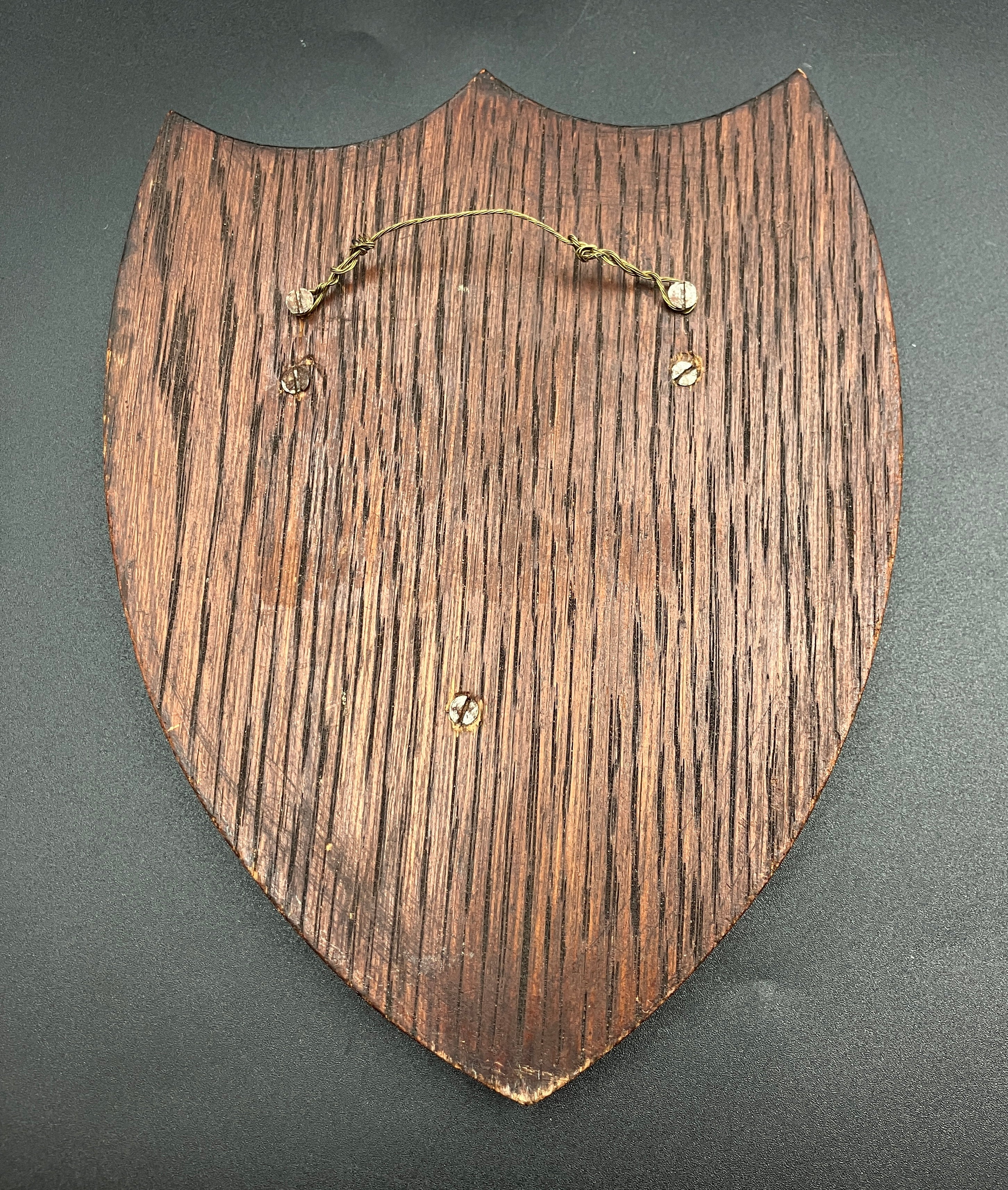 Antique University of Cambridge Heraldic Plaque Oak Shield 19cm X 15cm