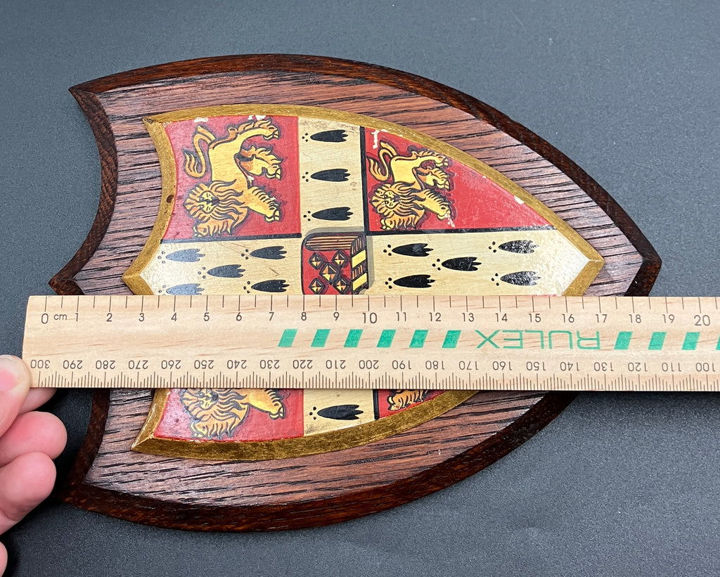 Antique University of Cambridge Heraldic Plaque Oak Shield 19cm X 15cm