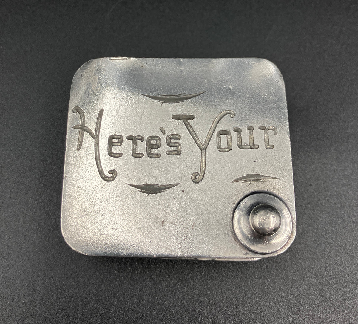 Antique Silver Plated Box “Here’s Your” Repousse Homan MFG Company Made USA