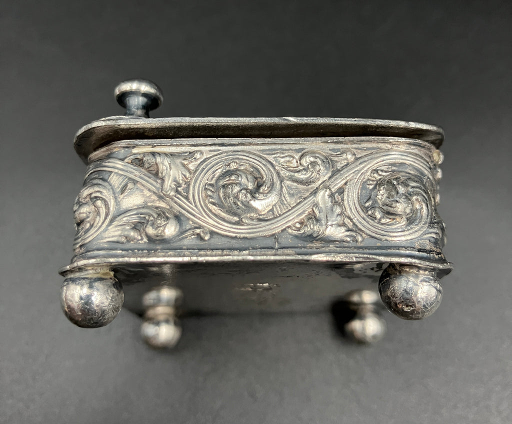 Antique Silver Plated Box “Here’s Your” Repousse Homan MFG Company Made USA