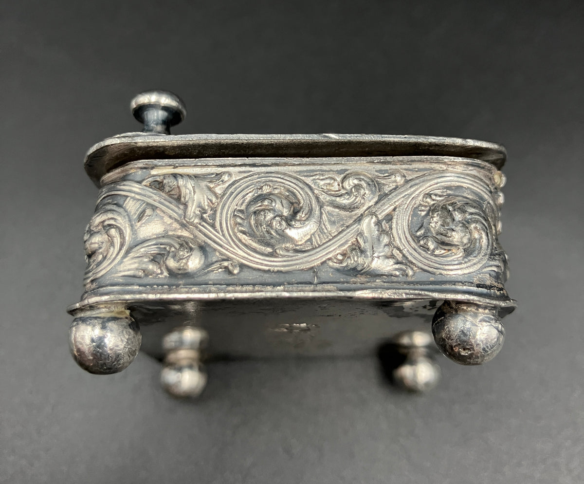 Antique Silver Plated Box “Here’s Your” Repousse Homan MFG Company Made USA