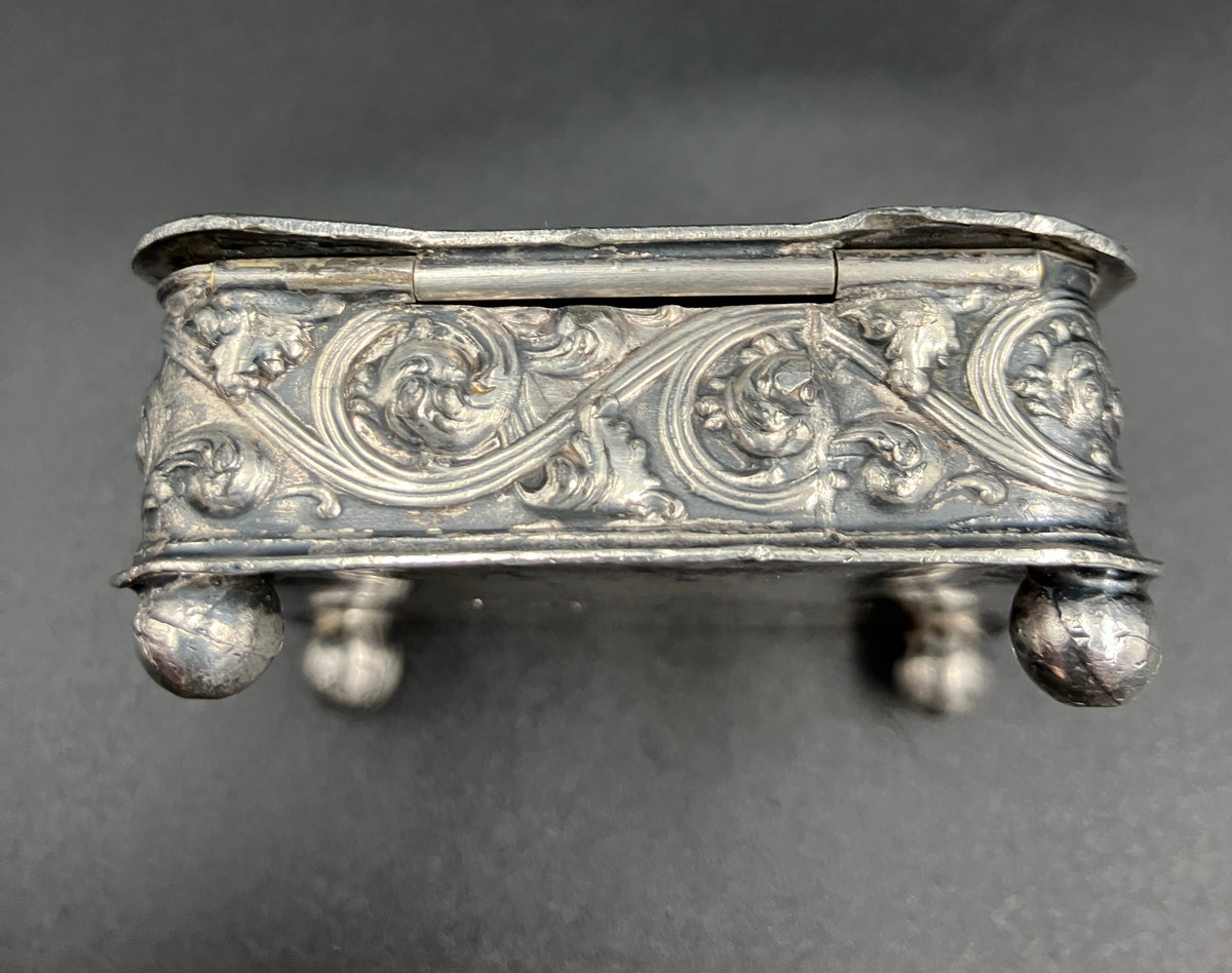 Antique Silver Plated Box “Here’s Your” Repousse Homan MFG Company Made USA