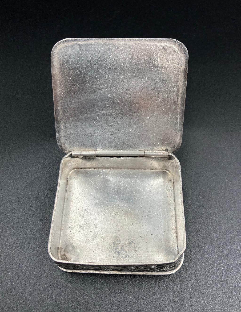 Antique Silver Plated Box “Here’s Your” Repousse Homan MFG Company Made USA