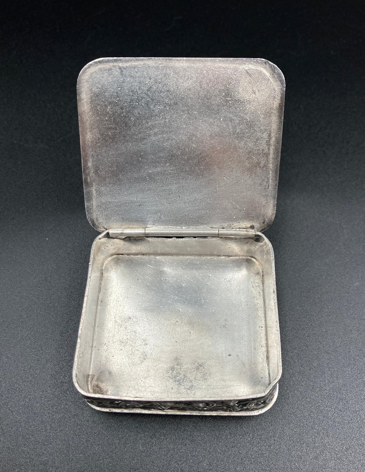 Antique Silver Plated Box “Here’s Your” Repousse Homan MFG Company Made USA