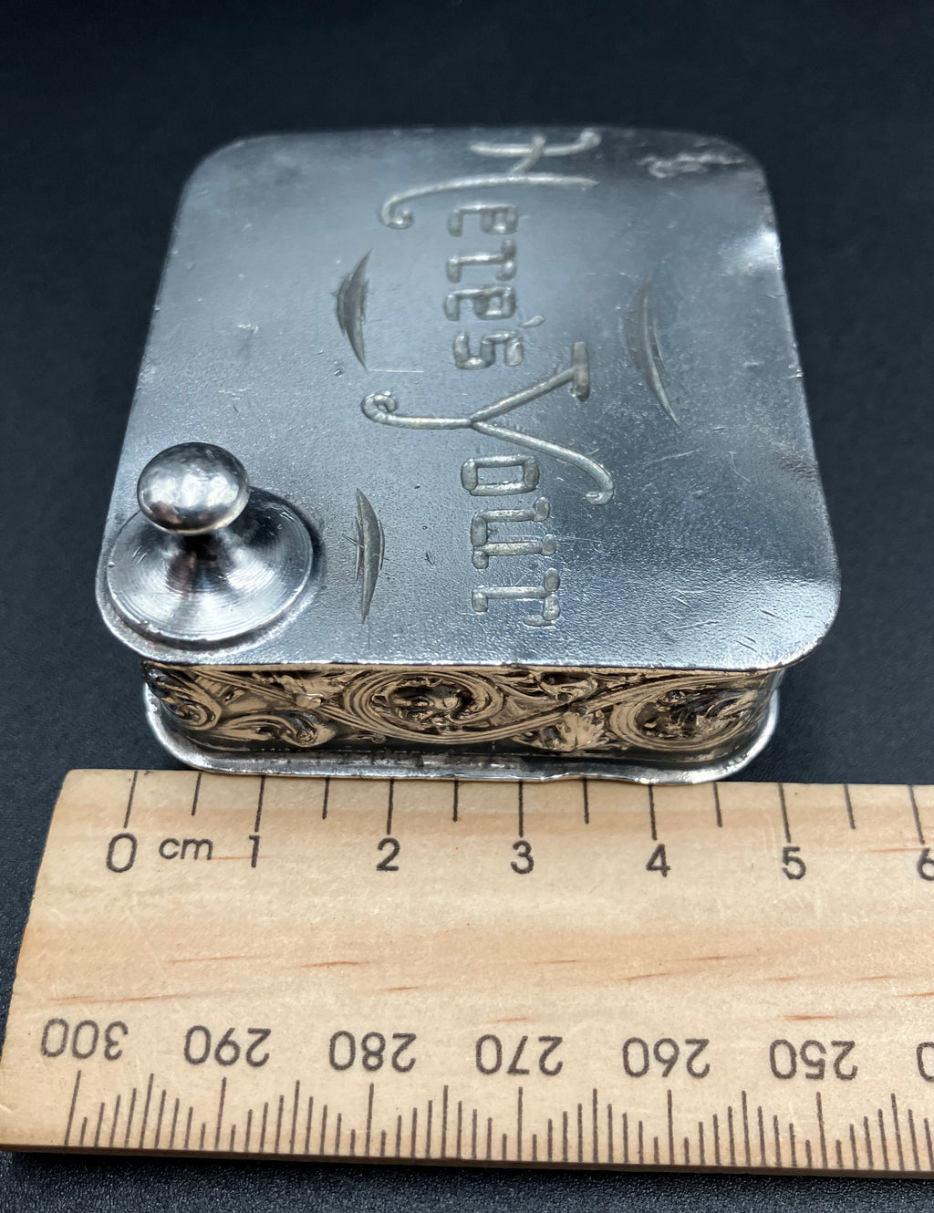 Antique Silver Plated Box “Here’s Your” Repousse Homan MFG Company Made USA