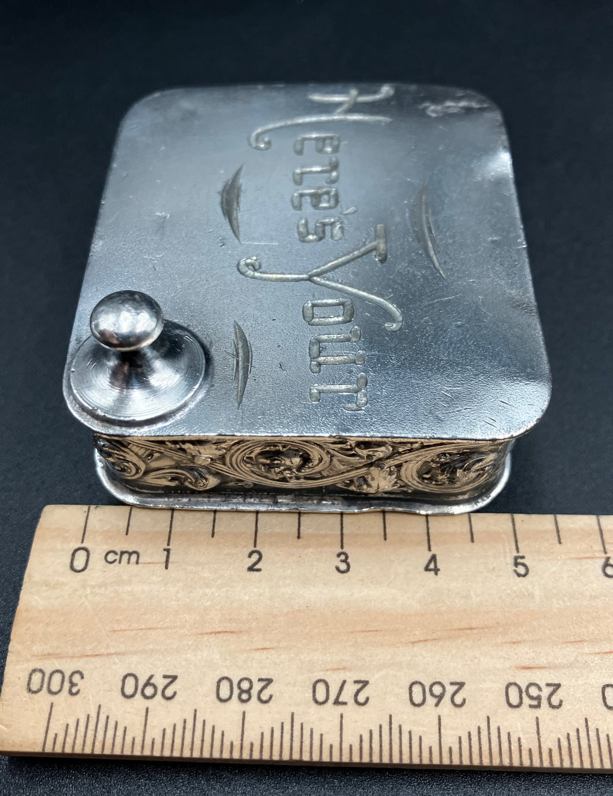 Antique Silver Plated Box “Here’s Your” Repousse Homan MFG Company Made USA
