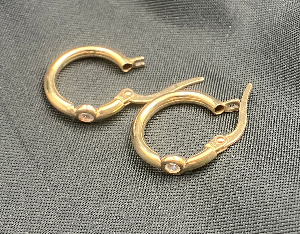 Vintage 9ct Gold Cubic Zirconia Earrings Hallmarked 375 Italy