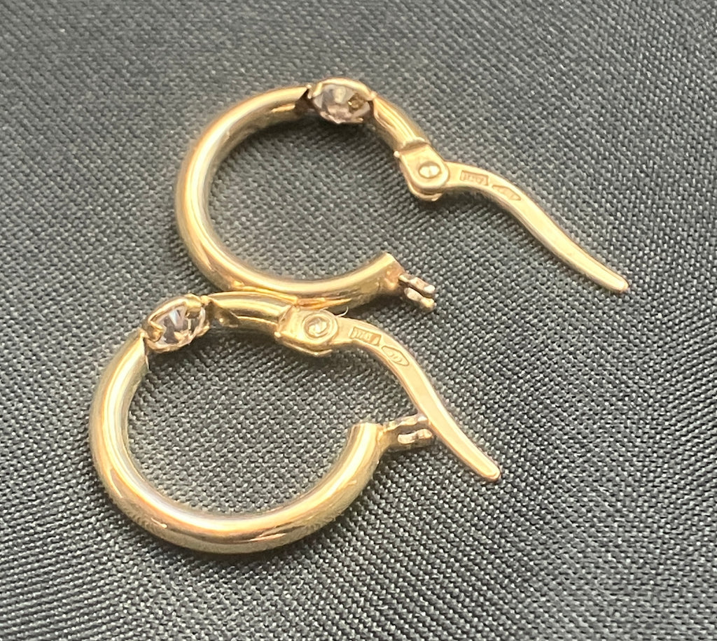 Vintage 9ct Gold Cubic Zirconia Earrings Hallmarked 375 Italy