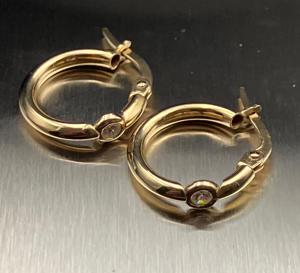 Vintage 9ct Gold Cubic Zirconia Earrings Hallmarked 375 Italy