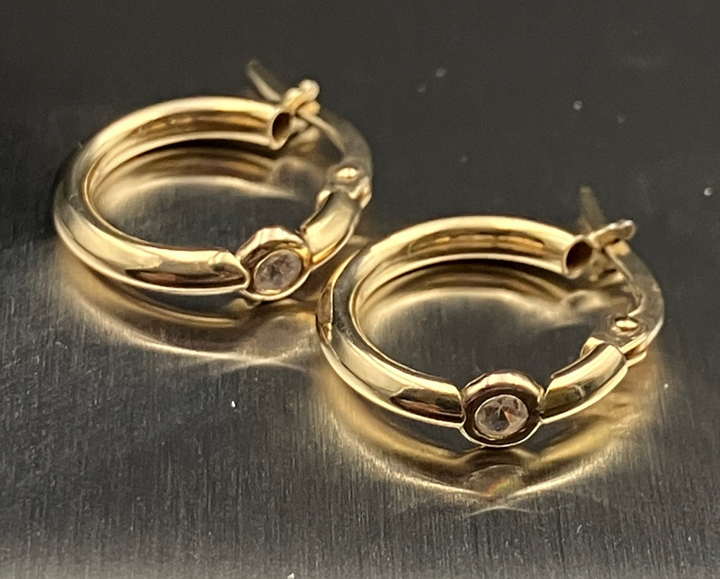 Vintage 9ct Gold Cubic Zirconia Earrings Hallmarked 375 Italy