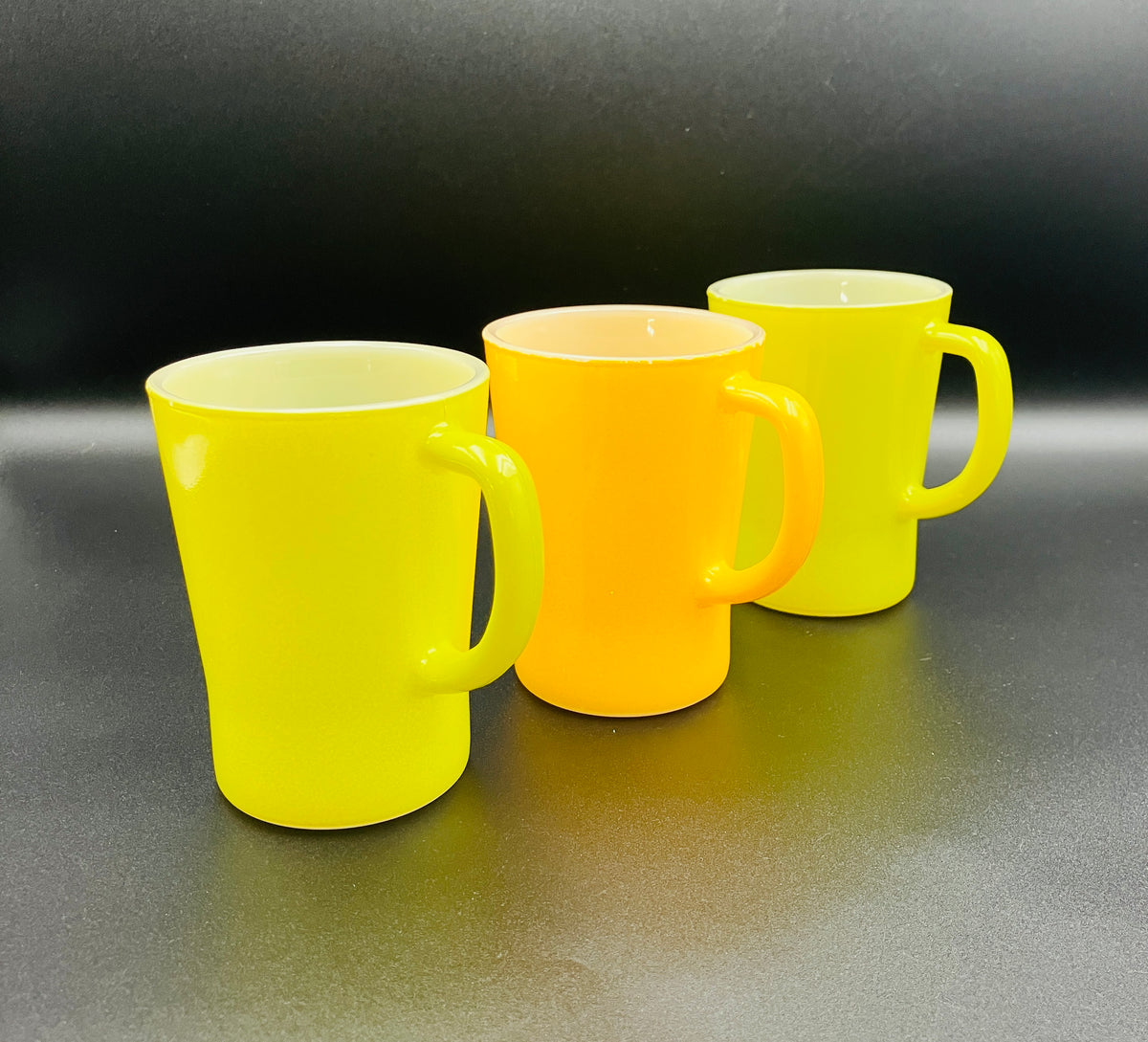 Vintage Pyrex Mugs Crown Mug Set Of 3 Solid Lime And Yellow Mugs