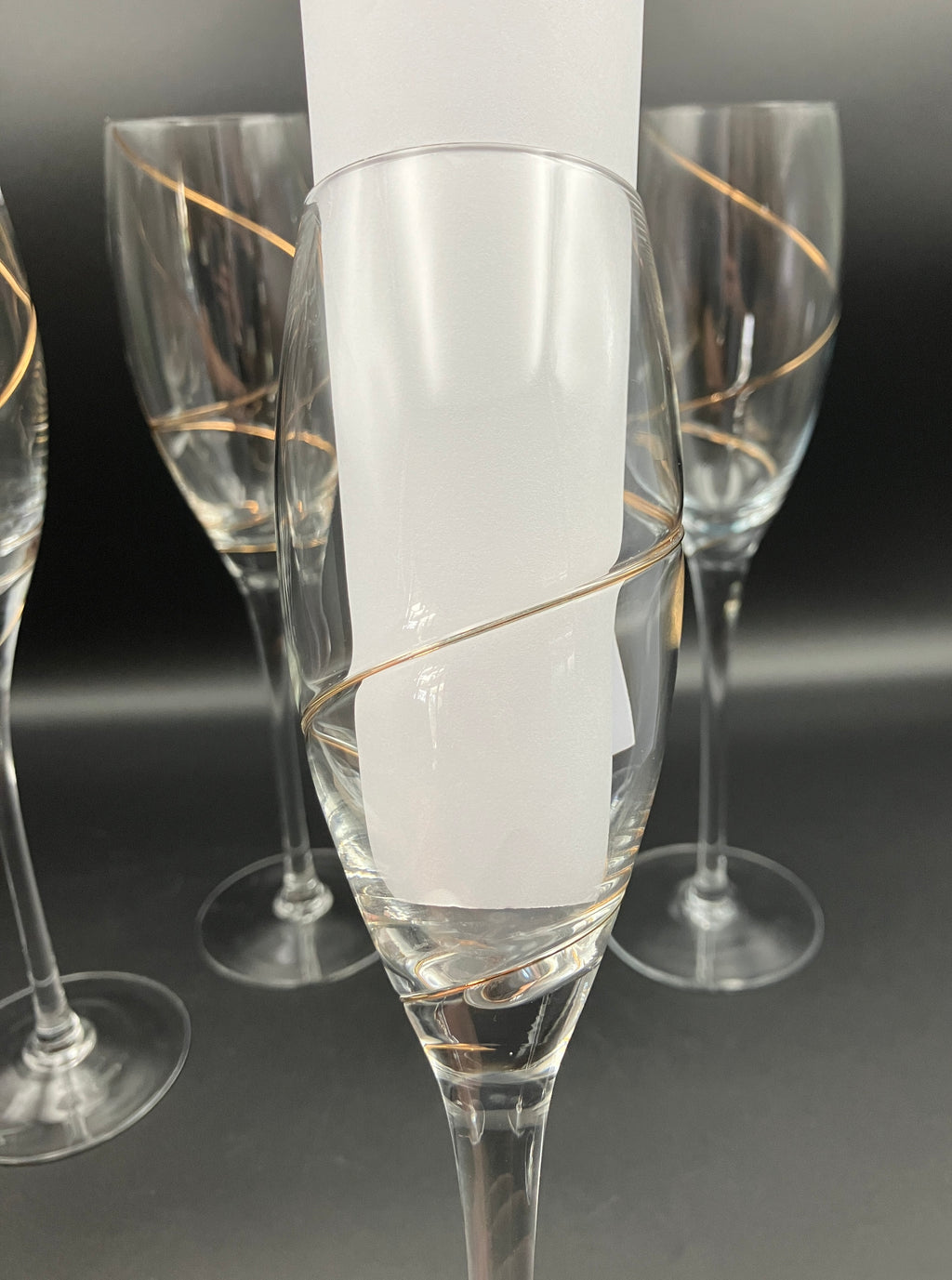 Share Kosta Boda Anna Ehrner TULIP-SHAPE CHAMPAGNE FLUTE Glasses X4 With Gold Line