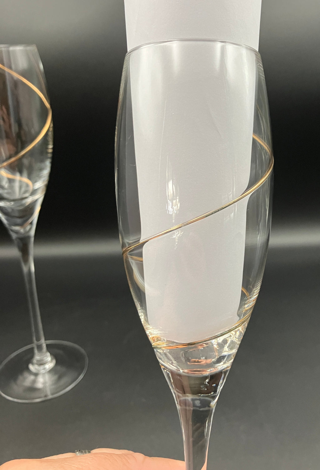 Share Kosta Boda Anna Ehrner TULIP-SHAPE CHAMPAGNE FLUTE Glasses X4 With Gold Line