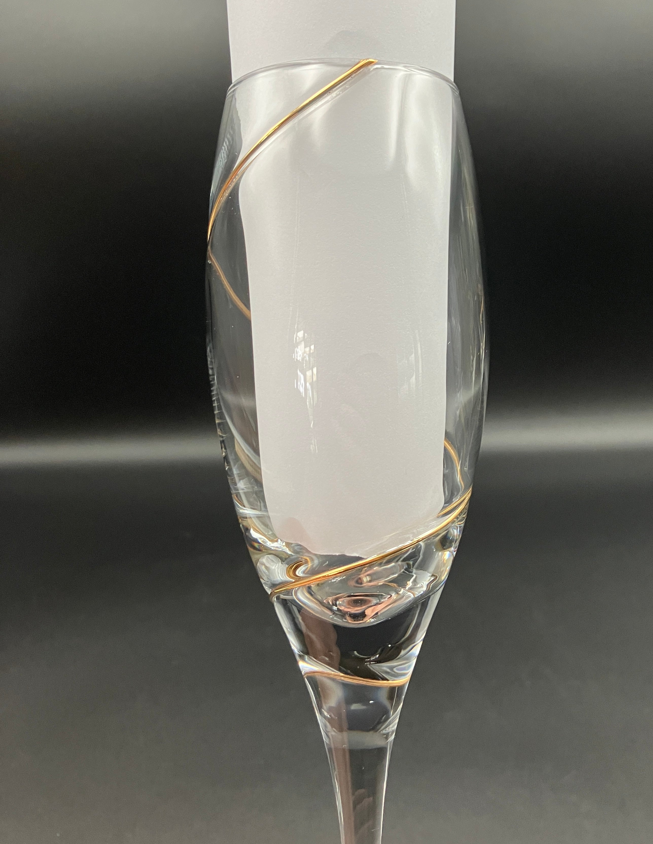 Share Kosta Boda Anna Ehrner TULIP-SHAPE CHAMPAGNE FLUTE Glasses X4 With Gold Line