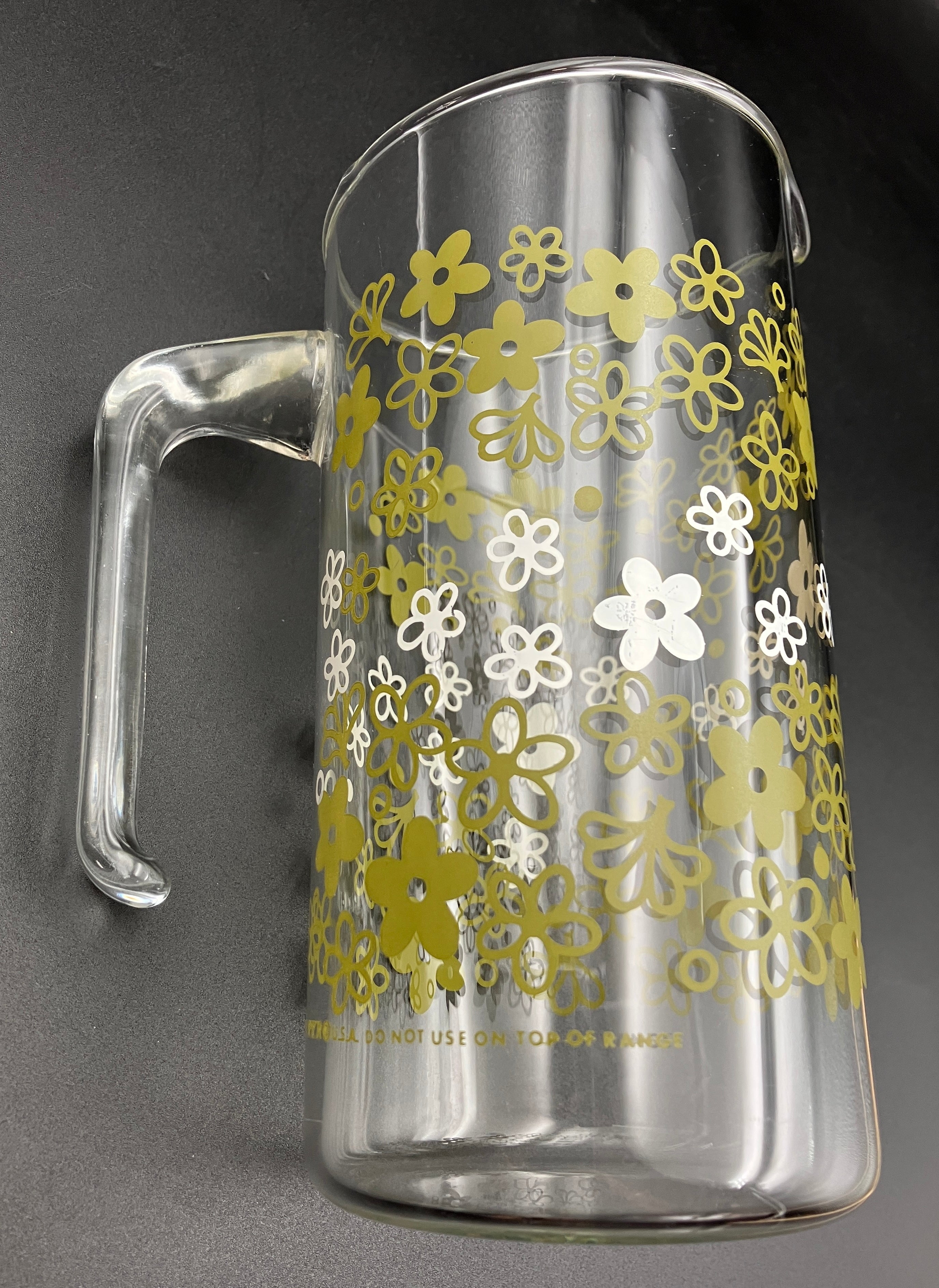 Vintage Pyrex Crazy Daisy Pitcher Jug Spring Blossom Glass