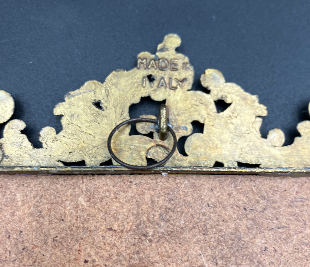 Vintage Italian Brass Frames Rectangular W Silks Lot of 2 - 14cm X 20cm