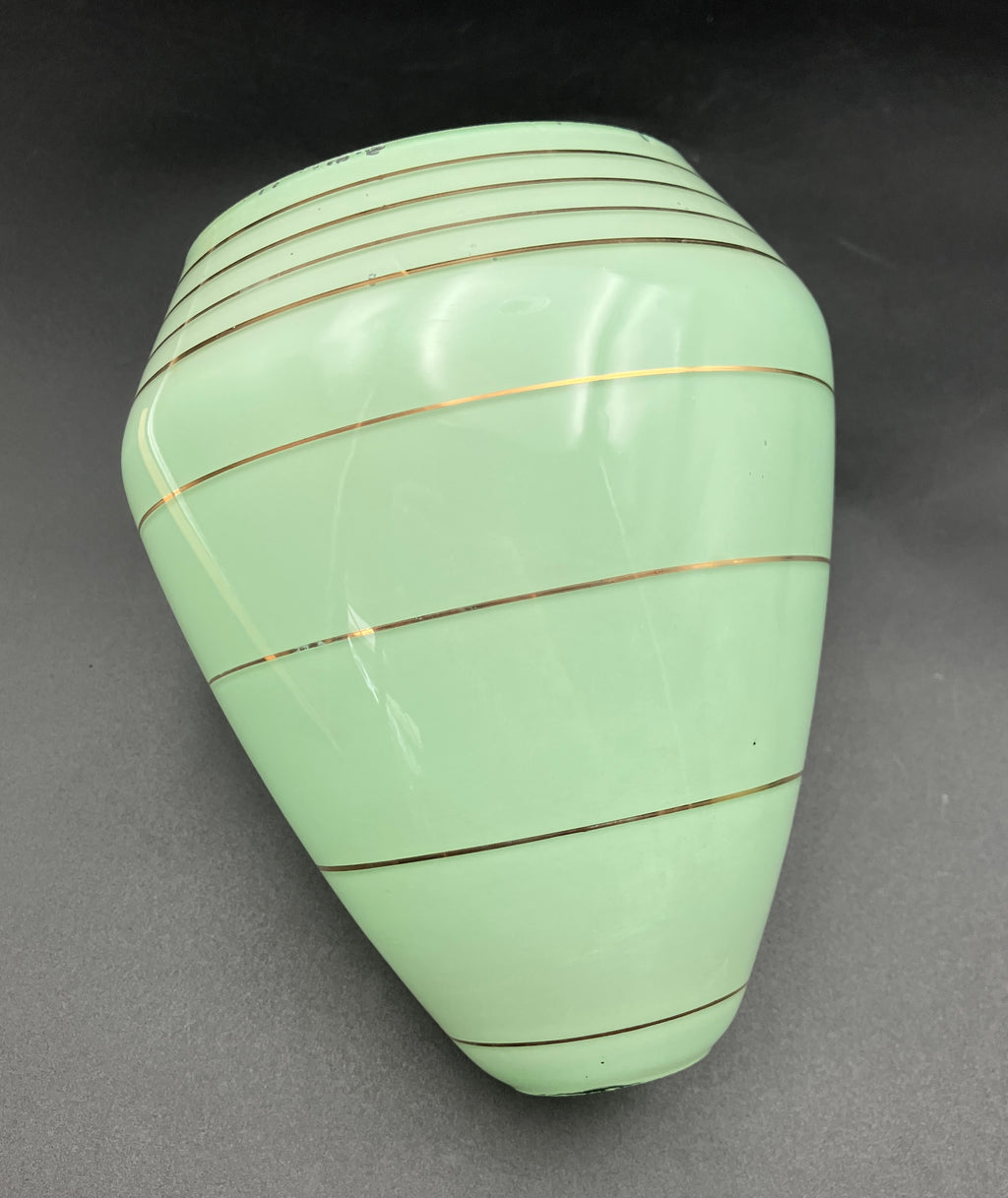 Art Deco Shades Mint Green With Gold Stripes X2 Height 16cm Width 10cm
