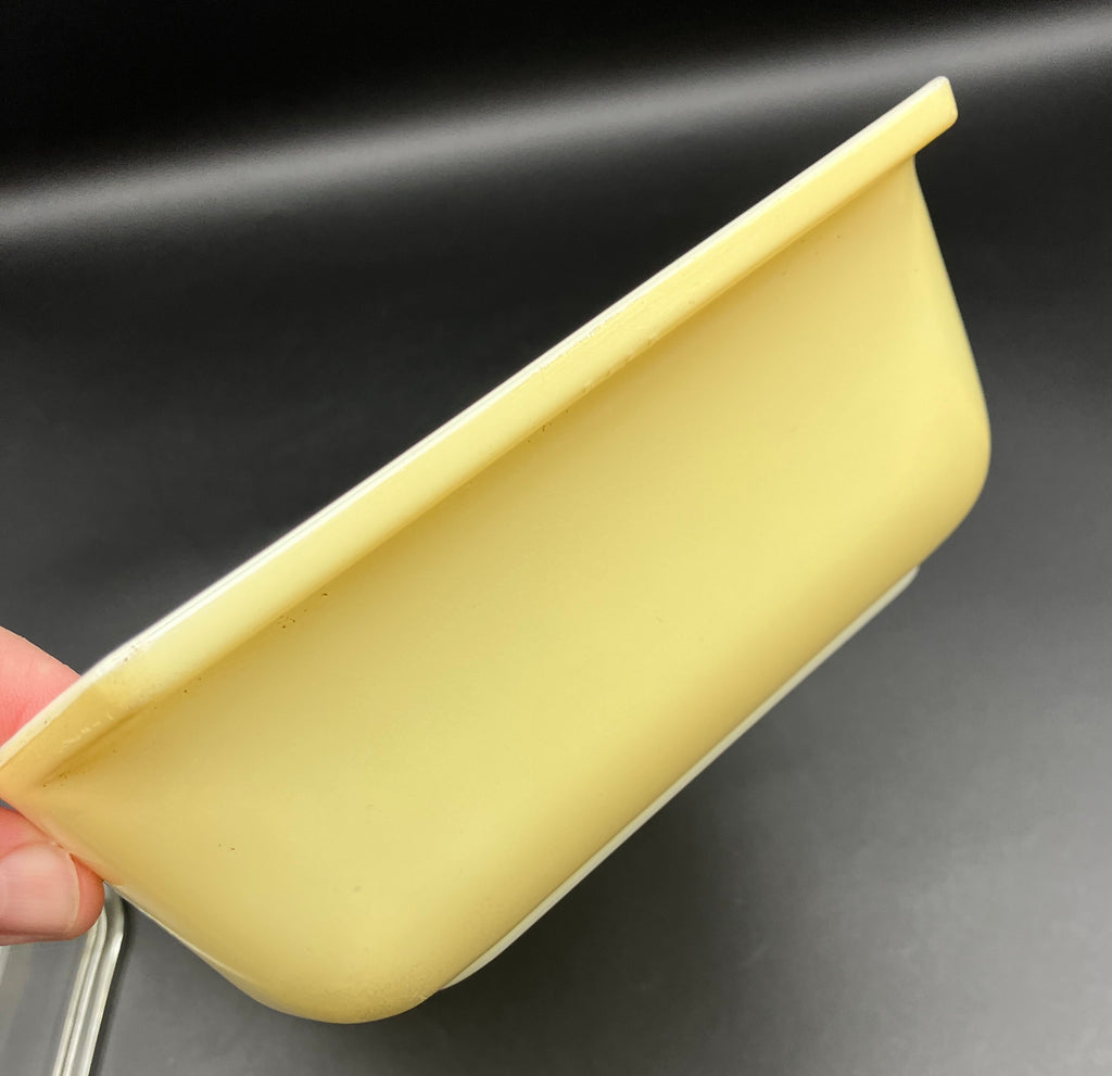 Vintage Pyrex Snowflake Yellow Gaiety Rectangular Roasting Dish 1958