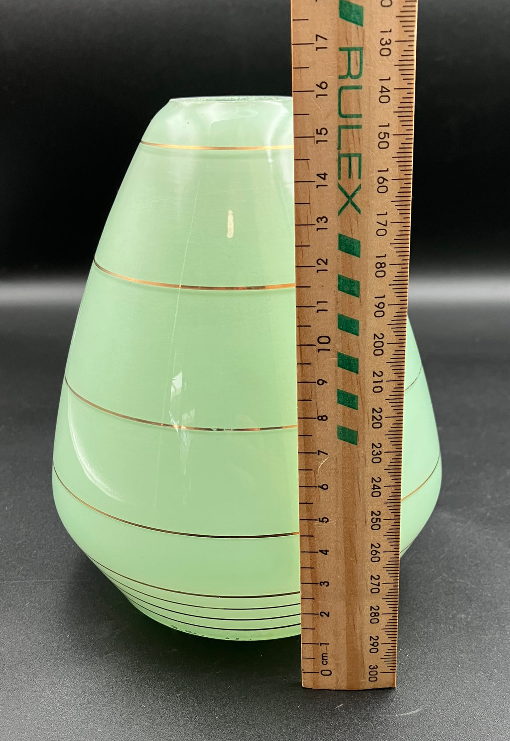 Art Deco Shades Mint Green With Gold Stripes X2 Height 16cm Width 10cm
