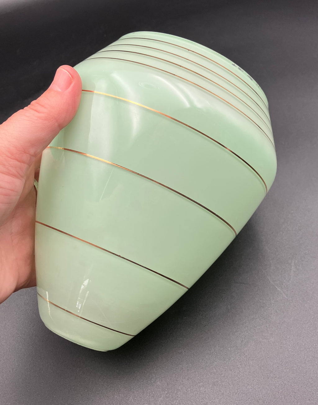 Art Deco Shades Mint Green With Gold Stripes X2 Height 16cm Width 10cm