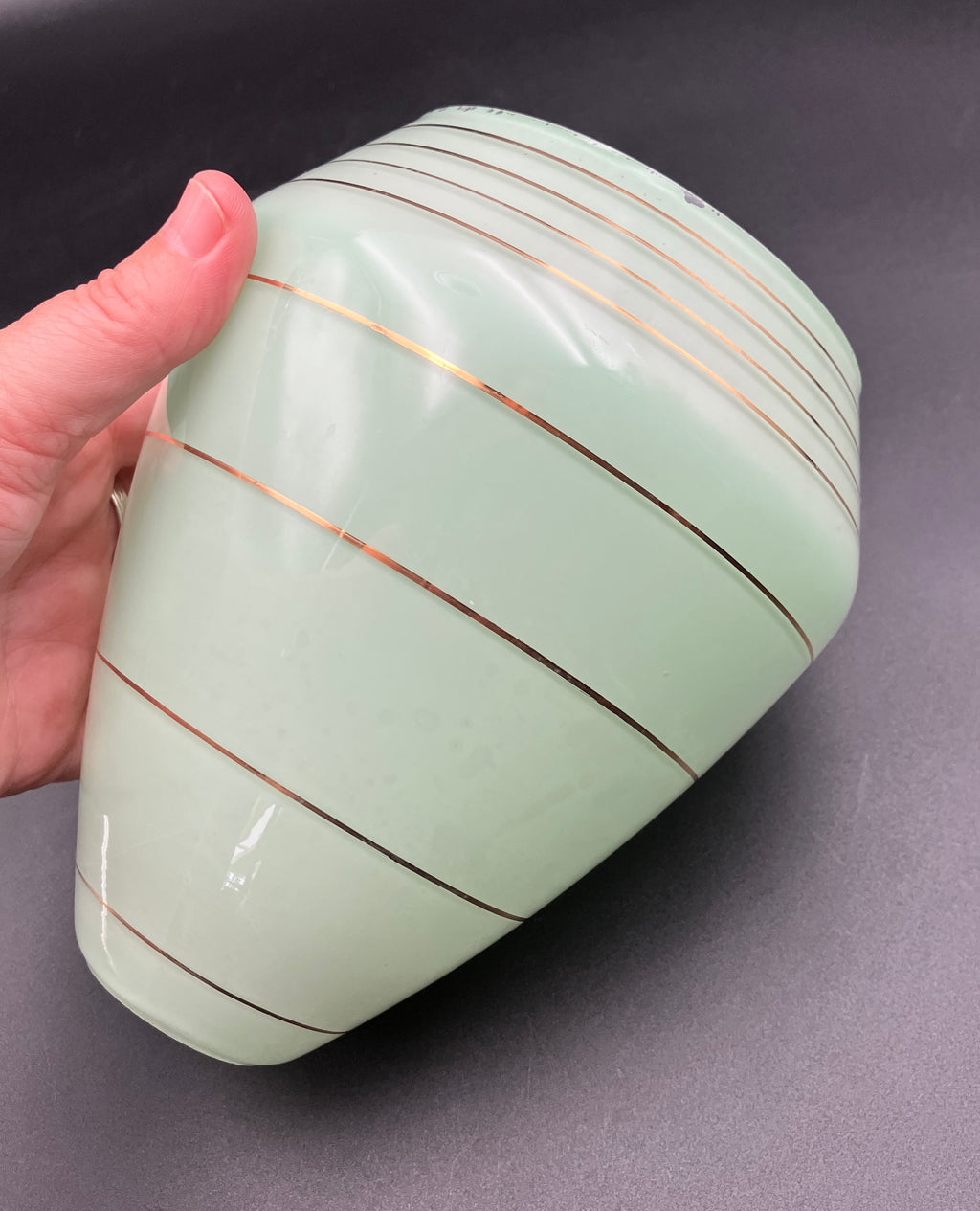 Art Deco Shades Mint Green With Gold Stripes X2 Height 16cm Width 10cm