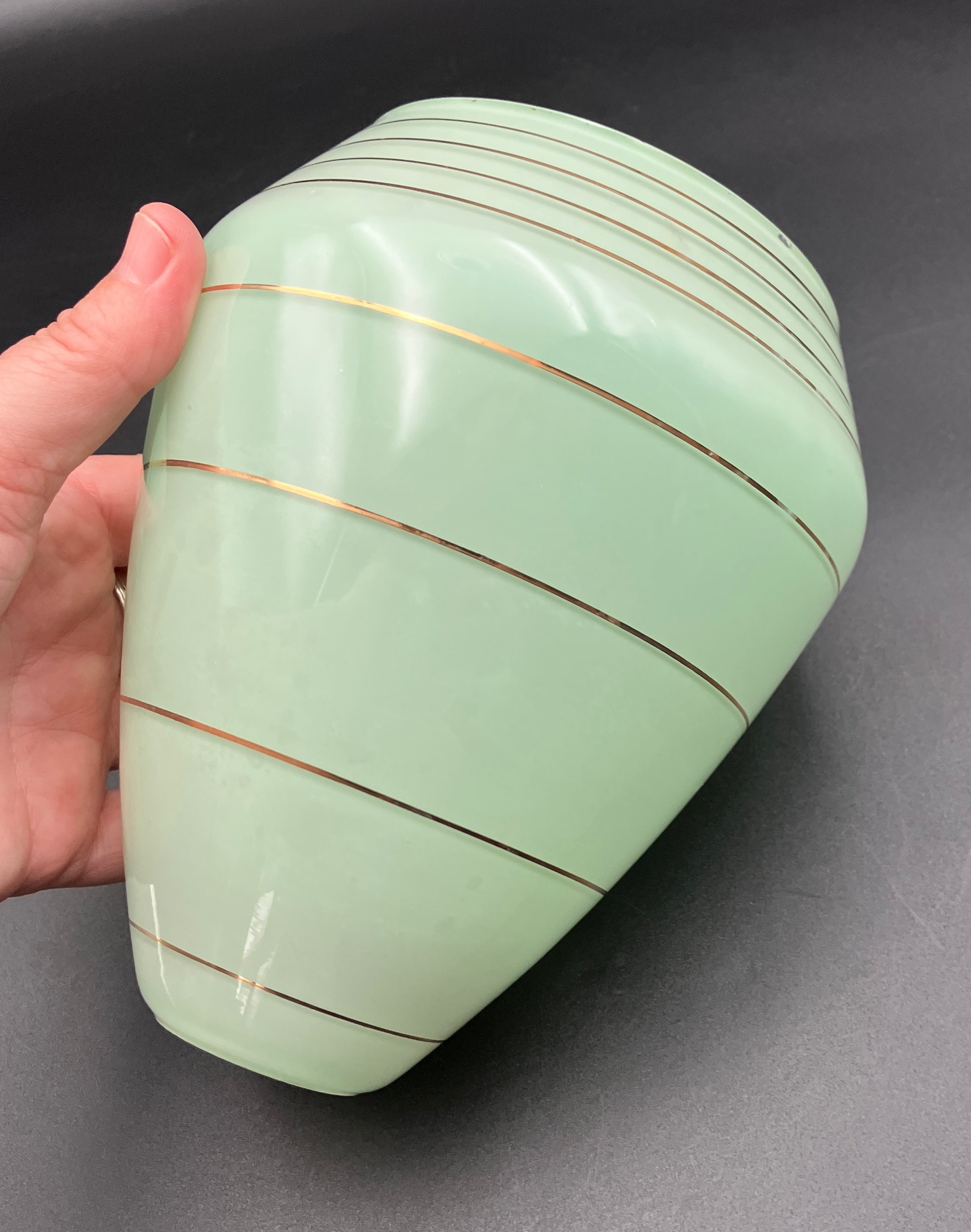 Art Deco Shades Mint Green With Gold Stripes X2 Height 16cm Width 10cm