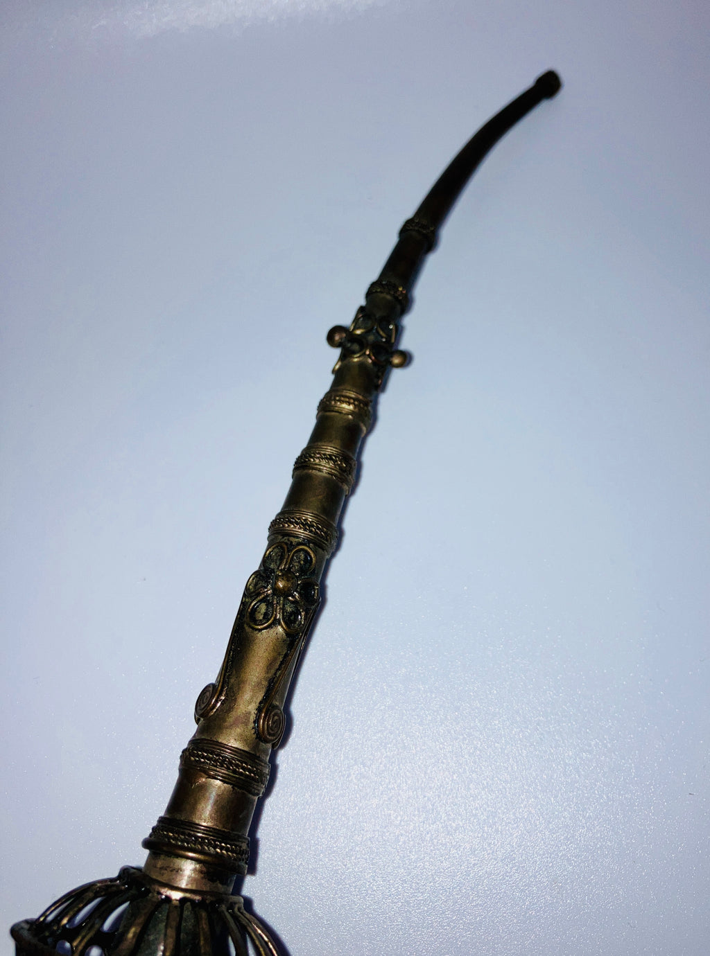 Vintage Peacock Pipe Tobacco Smoking Pipe Asian Filagree Pipe Silver Metal