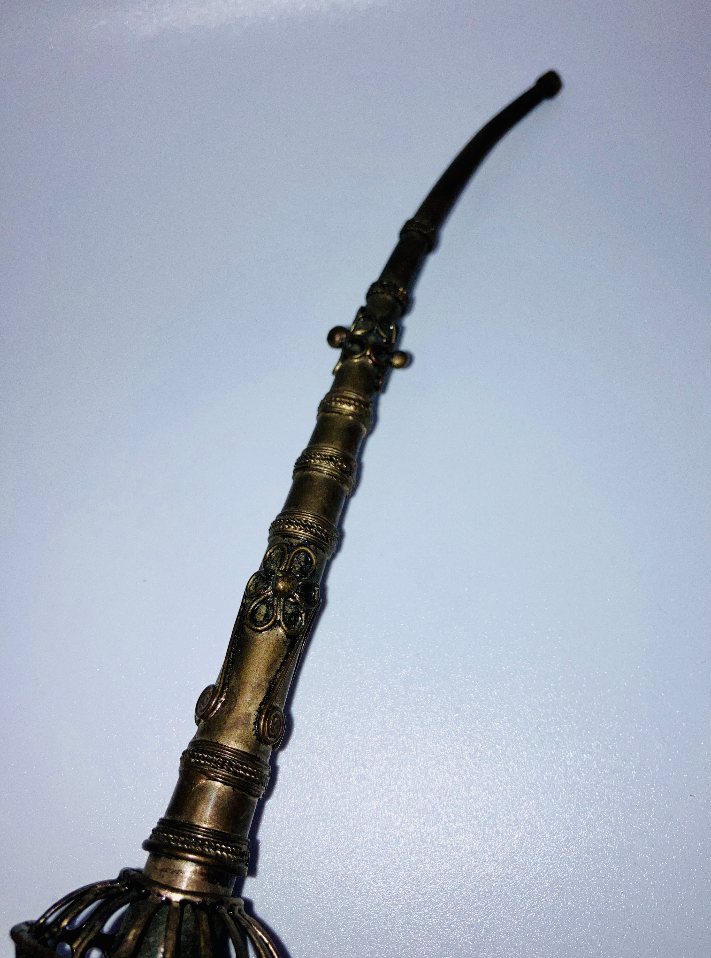 Vintage Peacock Pipe Tobacco Smoking Pipe Asian Filagree Pipe Silver Metal