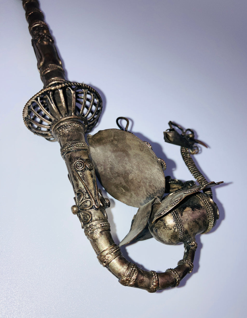 Vintage Peacock Pipe Tobacco Smoking Pipe Asian Filagree Pipe Silver Metal