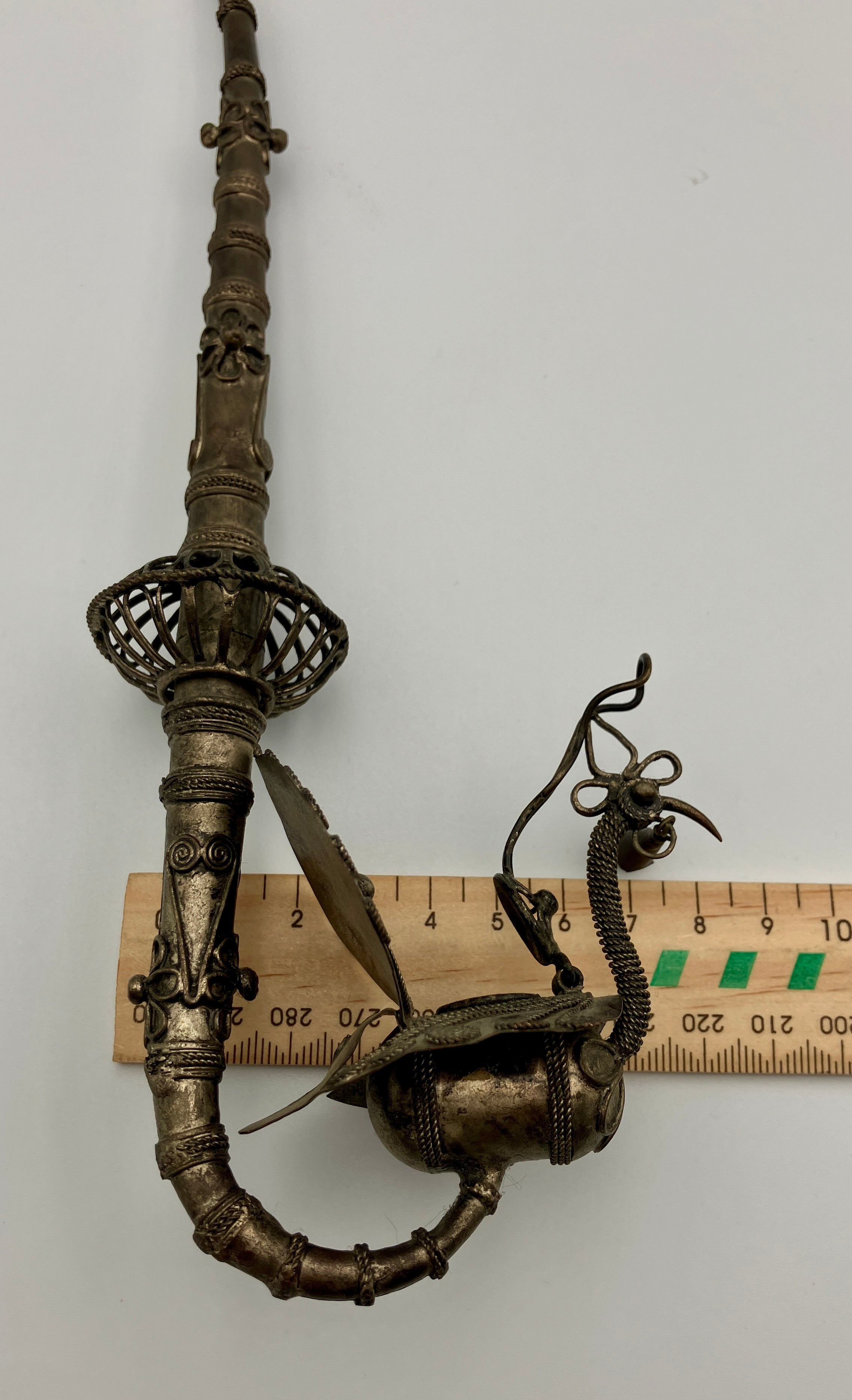 Vintage Peacock Pipe Tobacco Smoking Pipe Asian Filagree Pipe Silver Metal