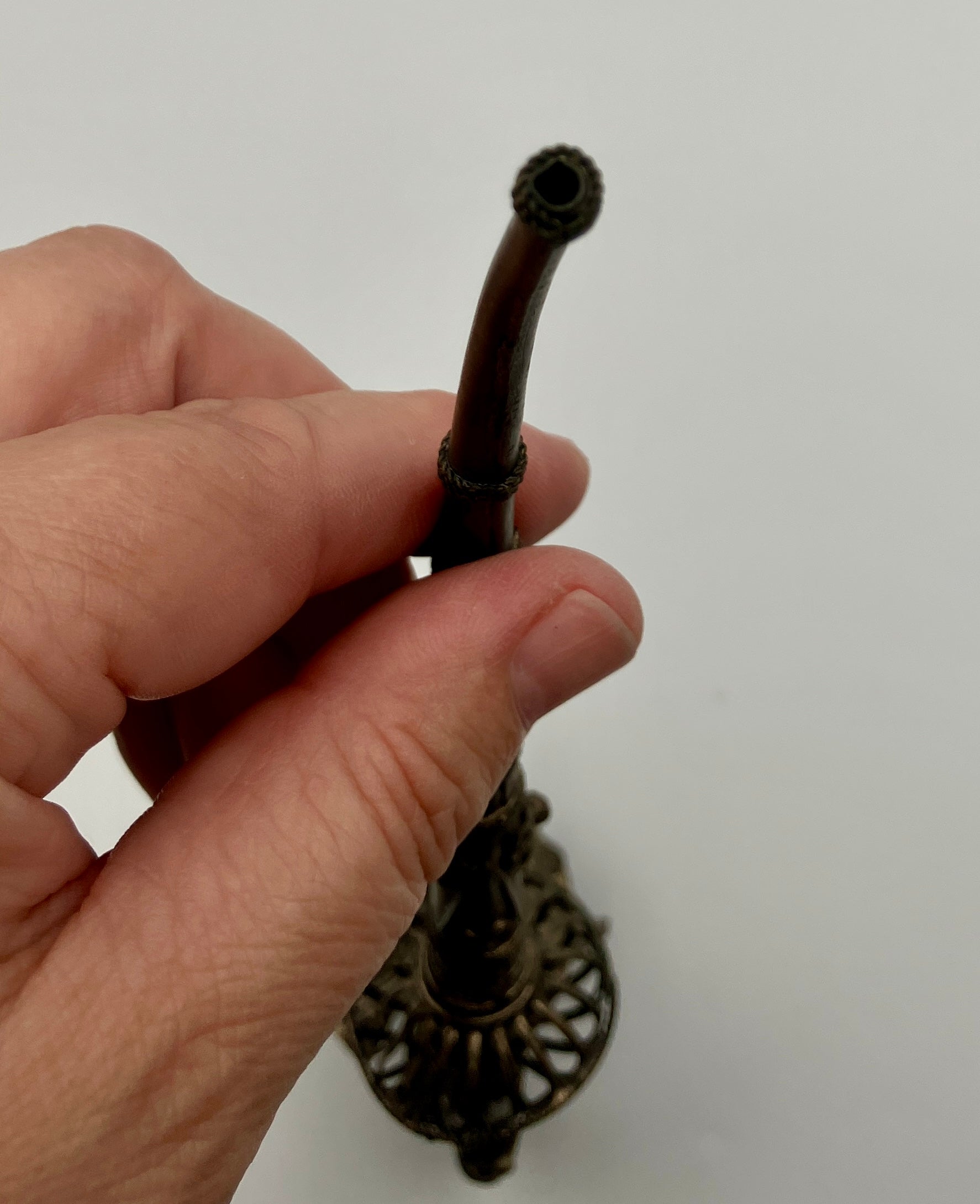 Vintage Peacock Pipe Tobacco Smoking Pipe Asian Filagree Pipe Silver Metal