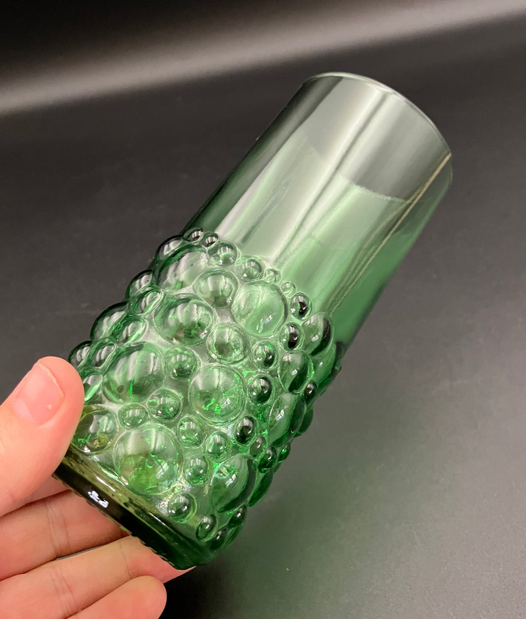 Vintage Hobnail Glasses Bubble Green Glasses Tall Set Of 2