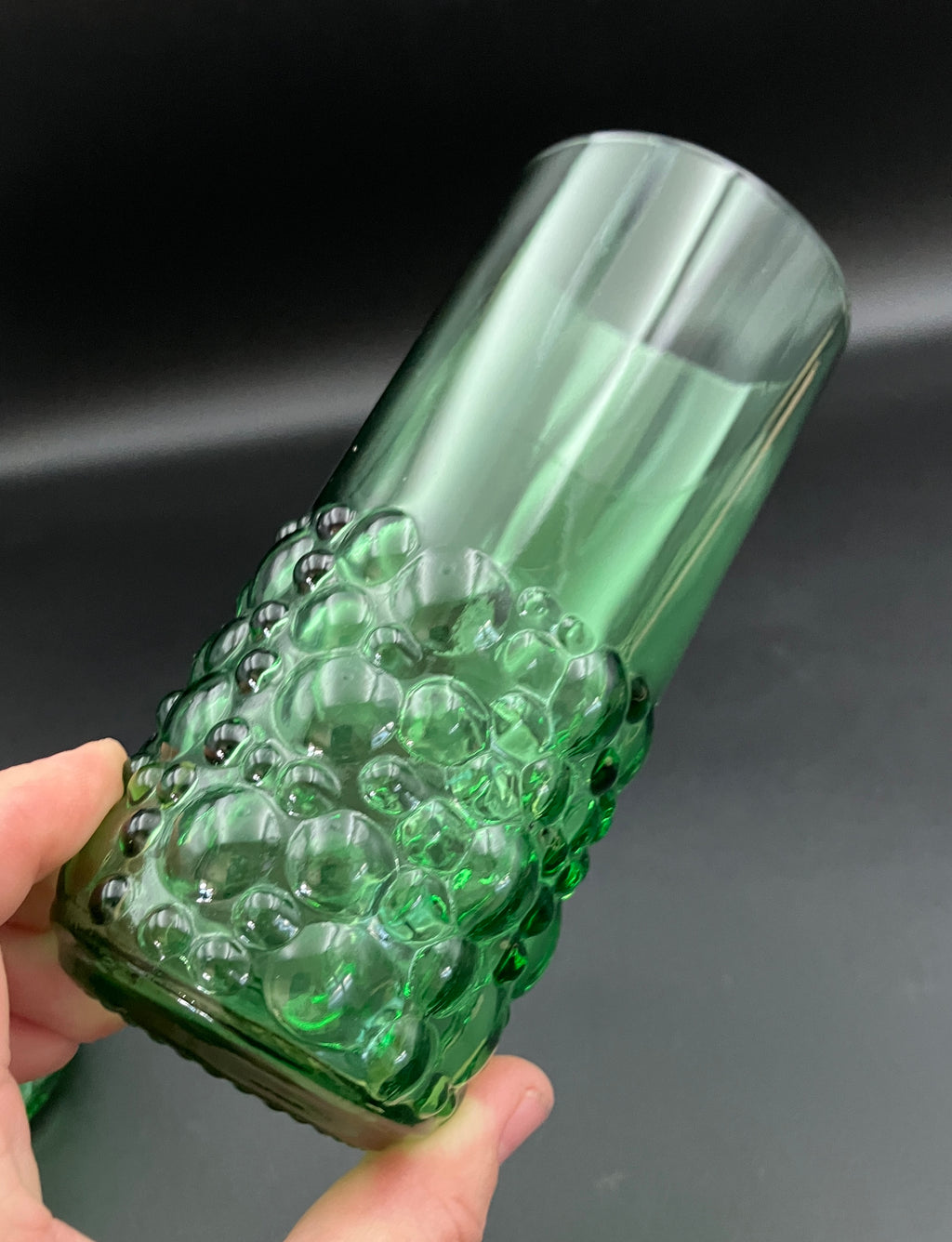 Vintage Hobnail Glasses Bubble Green Glasses Tall Set Of 2