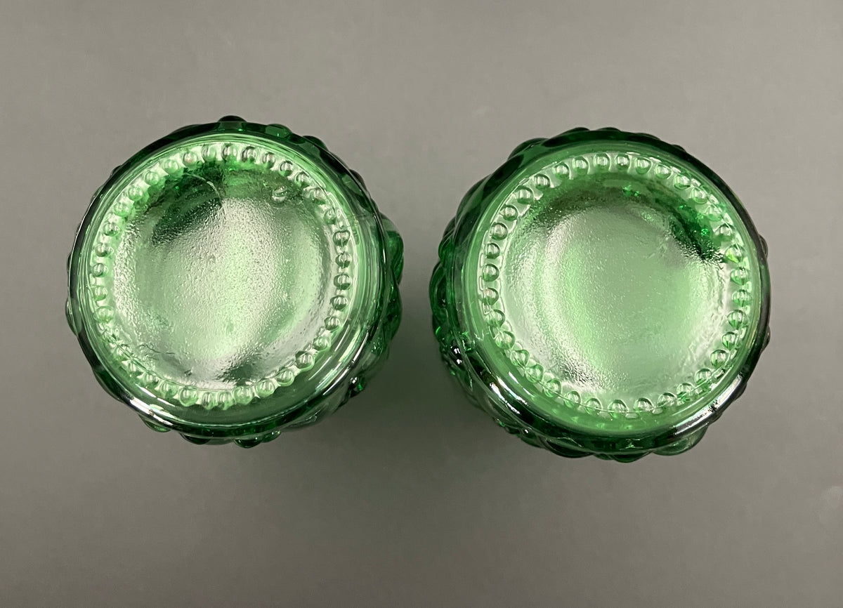 Vintage Hobnail Glasses Bubble Green Glasses Tall Set Of 2